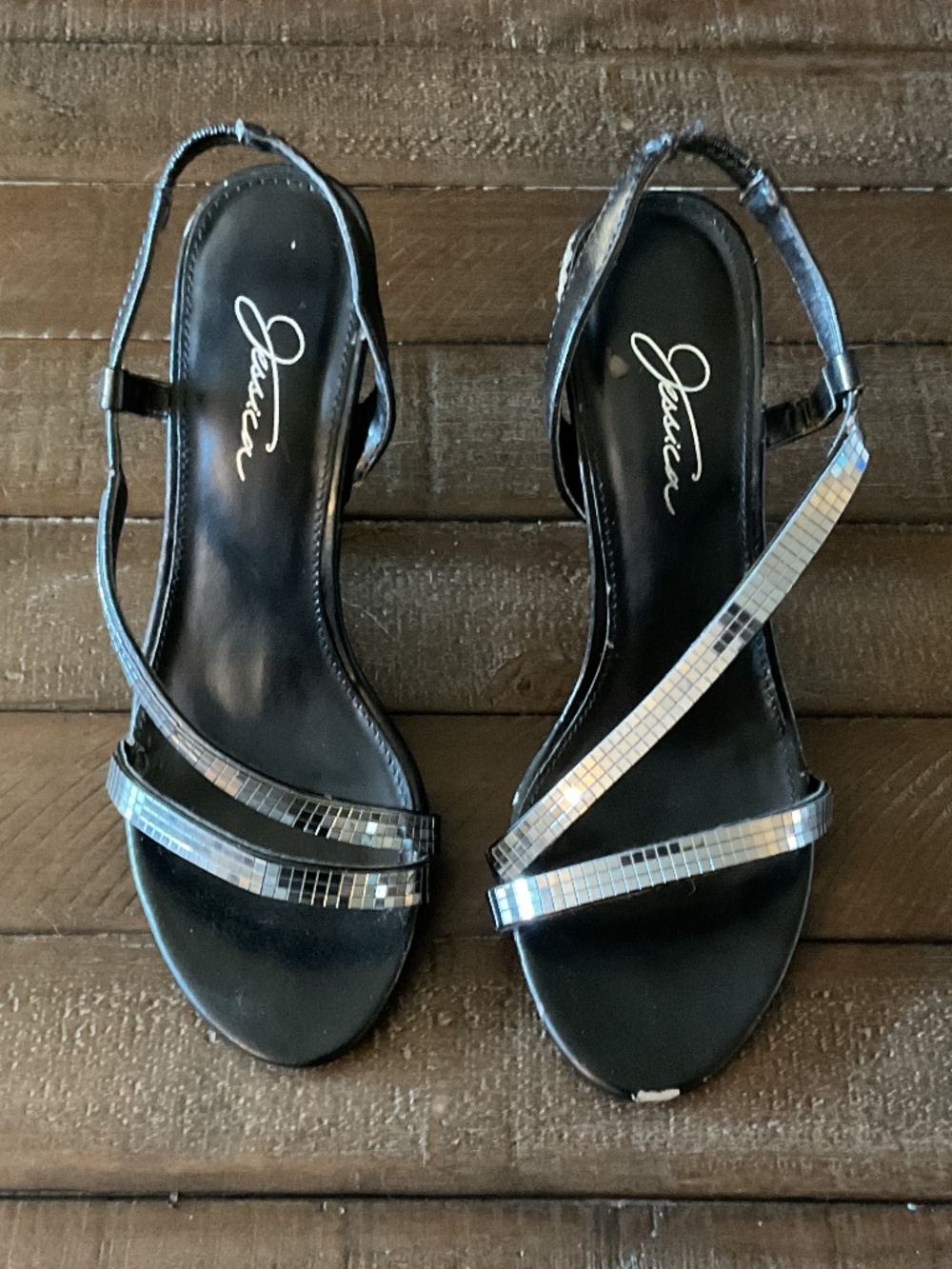 🤩Jessica Black Embellished Open Toe Sandals - size 6